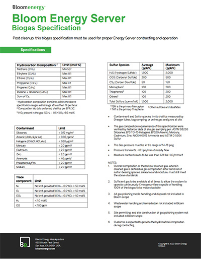 Biogas Specification