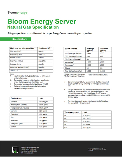 Natural Gas Specifications